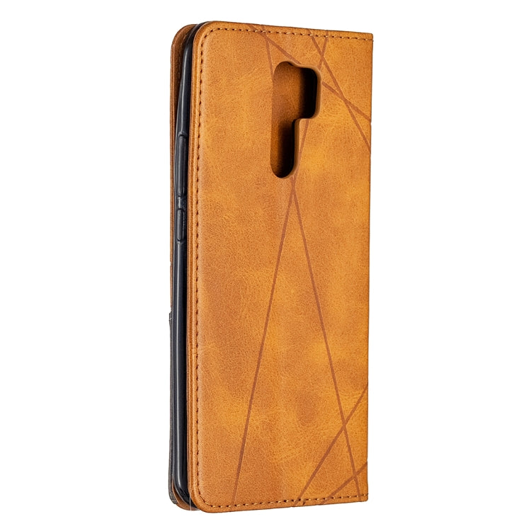 For Xiaomi Redmi 9 Rhombus Texture Horizontal Flip Magnetic Leather Case with Holder & Card Slots & Wallet