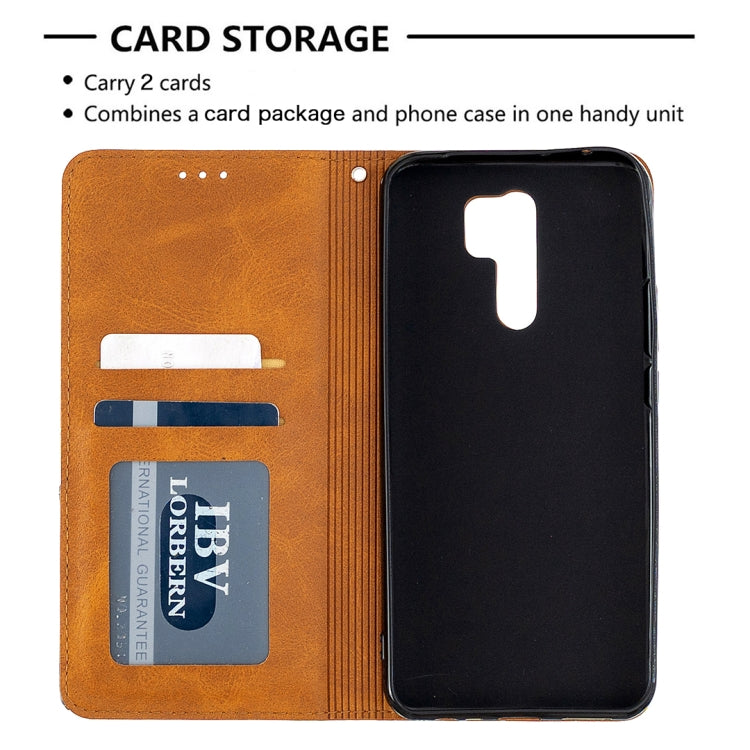 For Xiaomi Redmi 9 Rhombus Texture Horizontal Flip Magnetic Leather Case with Holder & Card Slots & Wallet