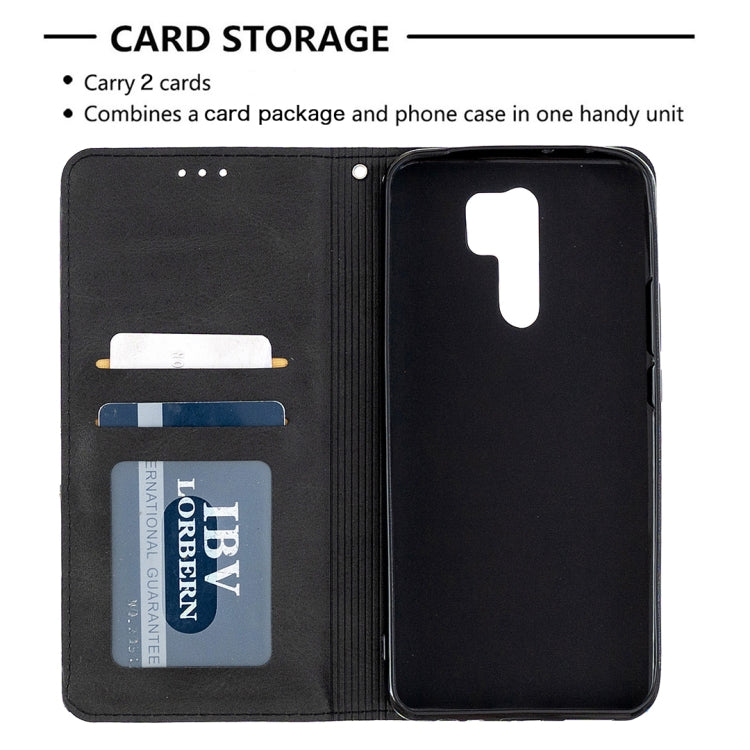 For Xiaomi Redmi 9 Rhombus Texture Horizontal Flip Magnetic Leather Case with Holder & Card Slots & Wallet