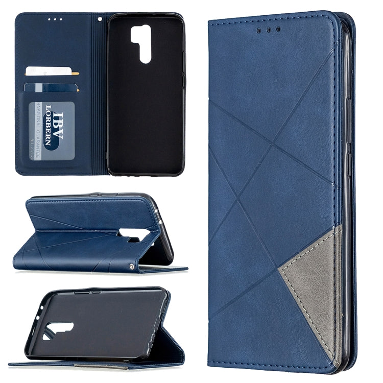 For Xiaomi Redmi 9 Rhombus Texture Horizontal Flip Magnetic Leather Case with Holder & Card Slots & Wallet