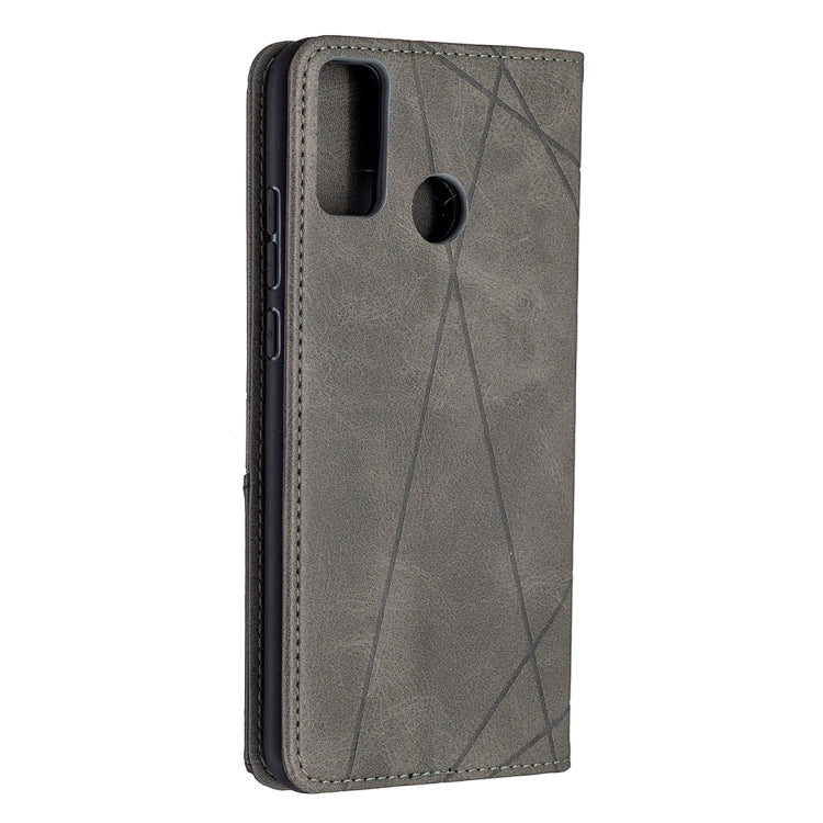 For Huawei Honor 9X Lite Rhombus Texture Horizontal Flip Magnetic Leather Case with Holder & Card Slots & Wallet
