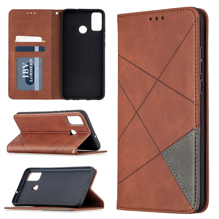For Huawei Honor 9X Lite Rhombus Texture Horizontal Flip Magnetic Leather Case with Holder & Card Slots & Wallet