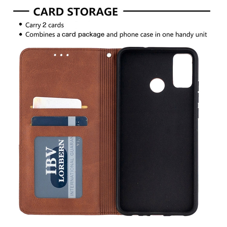 For Huawei Honor 9X Lite Rhombus Texture Horizontal Flip Magnetic Leather Case with Holder & Card Slots & Wallet