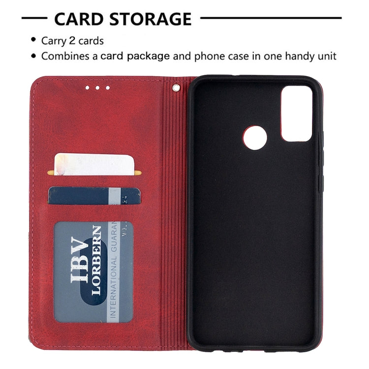 For Huawei Honor 9X Lite Rhombus Texture Horizontal Flip Magnetic Leather Case with Holder & Card Slots & Wallet