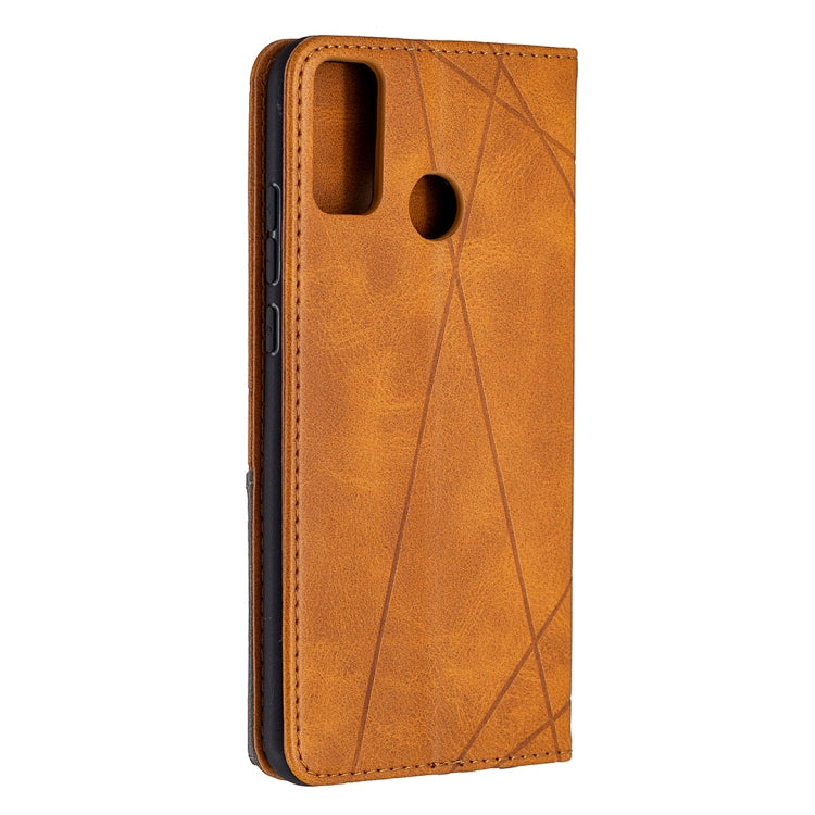 For Huawei Honor 9X Lite Rhombus Texture Horizontal Flip Magnetic Leather Case with Holder & Card Slots & Wallet