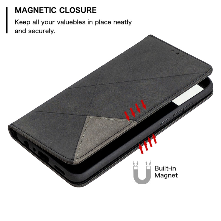 For Huawei Honor 9X Lite Rhombus Texture Horizontal Flip Magnetic Leather Case with Holder & Card Slots & Wallet