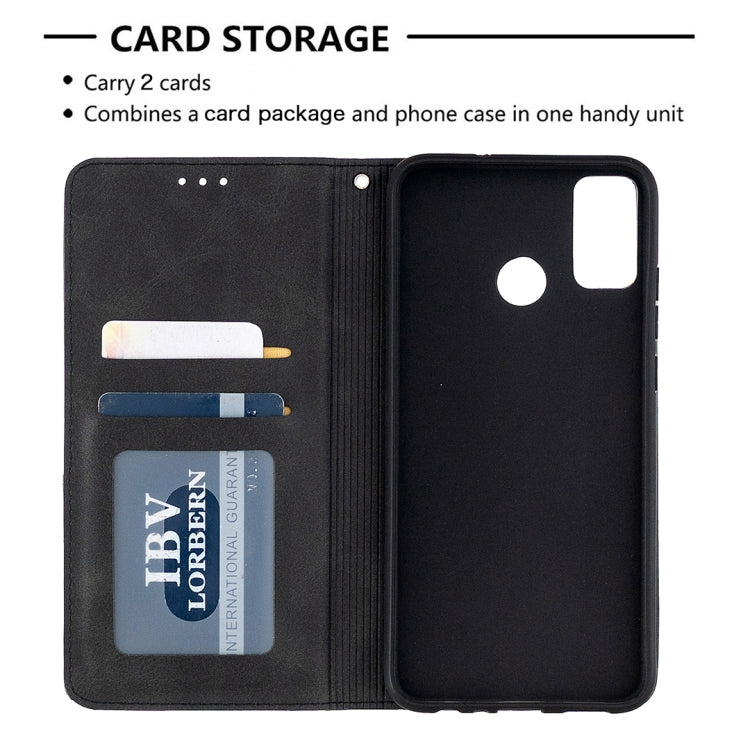 For Huawei Honor 9X Lite Rhombus Texture Horizontal Flip Magnetic Leather Case with Holder & Card Slots & Wallet