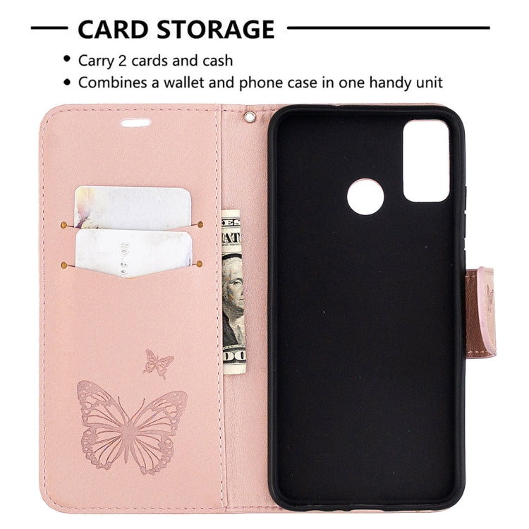For Huawei Honor 9X Lite Two Butterflies Embossing Pattern Horizontal Flip Leather Case with Holder & Card Slot & Wallet & Lanyard