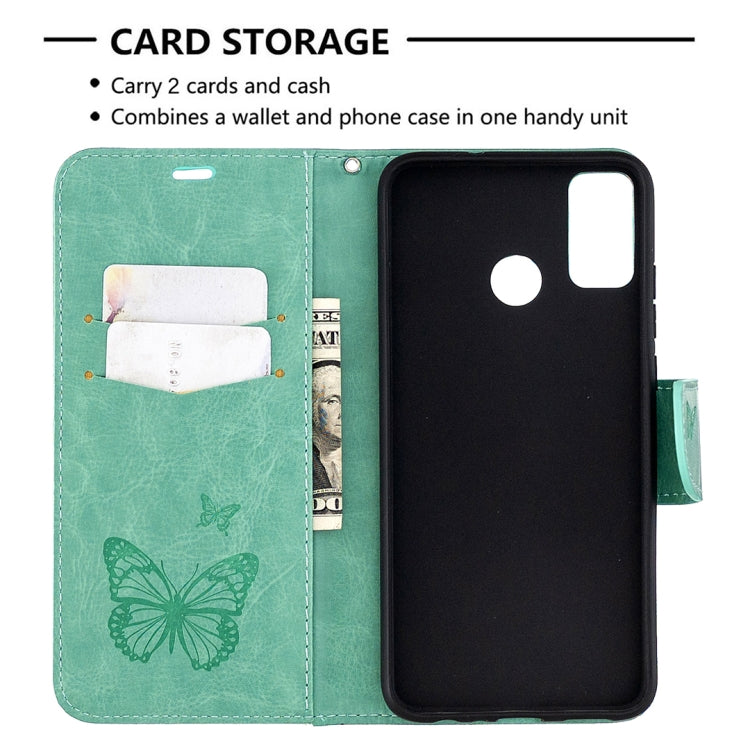 For Huawei Honor 9X Lite Two Butterflies Embossing Pattern Horizontal Flip Leather Case with Holder & Card Slot & Wallet & Lanyard