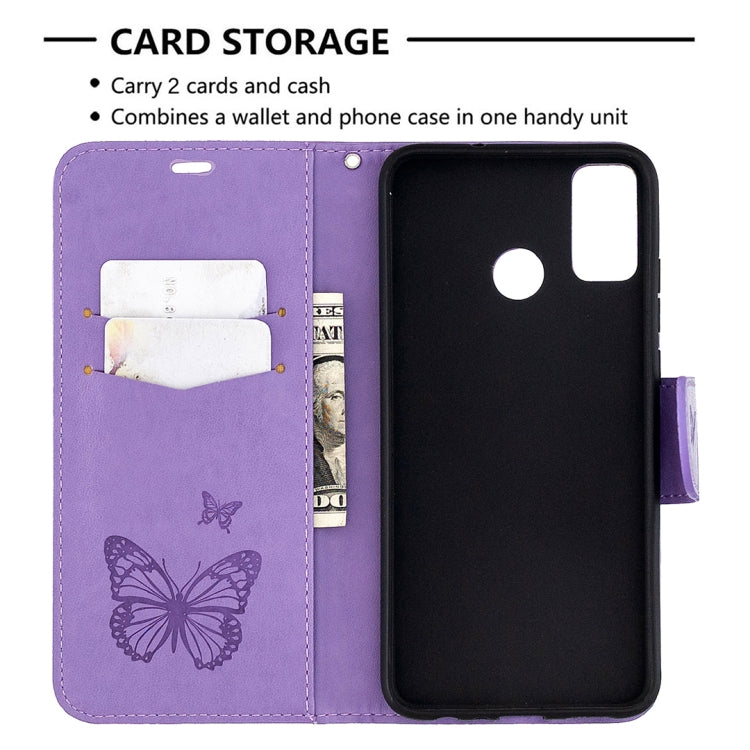 For Huawei Honor 9X Lite Two Butterflies Embossing Pattern Horizontal Flip Leather Case with Holder & Card Slot & Wallet & Lanyard