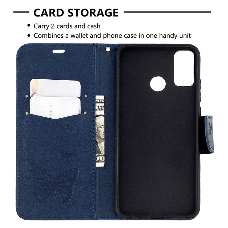 For Huawei Honor 9X Lite Two Butterflies Embossing Pattern Horizontal Flip Leather Case with Holder & Card Slot & Wallet & Lanyard