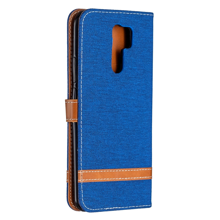 For Xiaomi Redmi 9 Color Matching Denim Texture Horizontal Flip Leather Case with Holder & Card Slots & Wallet & Lanyard