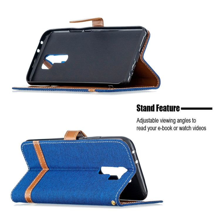 For Xiaomi Redmi 9 Color Matching Denim Texture Horizontal Flip Leather Case with Holder & Card Slots & Wallet & Lanyard