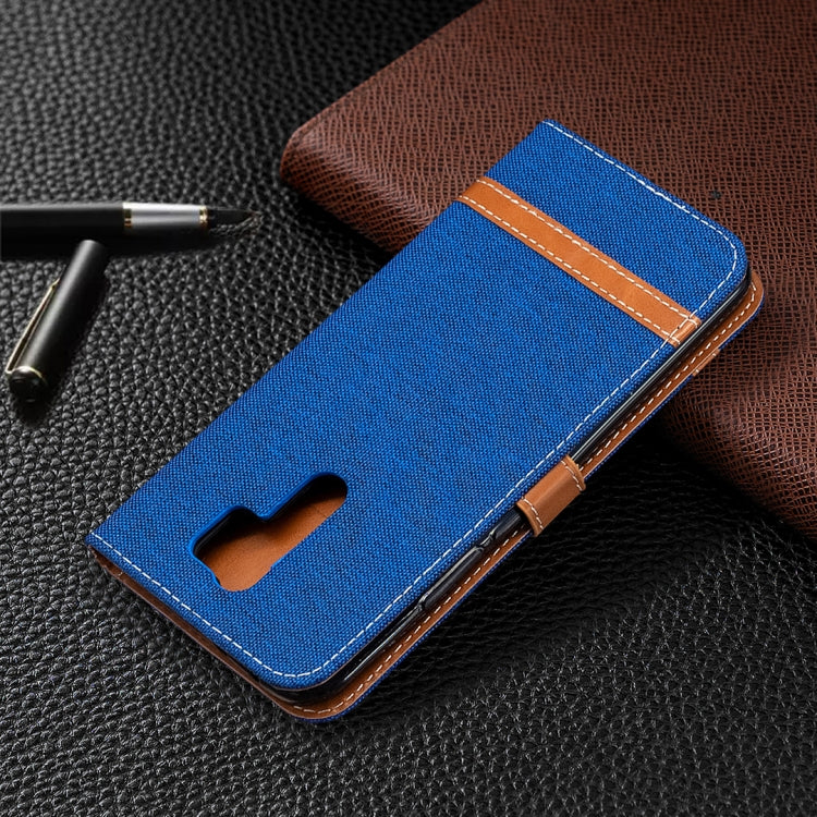 For Xiaomi Redmi 9 Color Matching Denim Texture Horizontal Flip Leather Case with Holder & Card Slots & Wallet & Lanyard