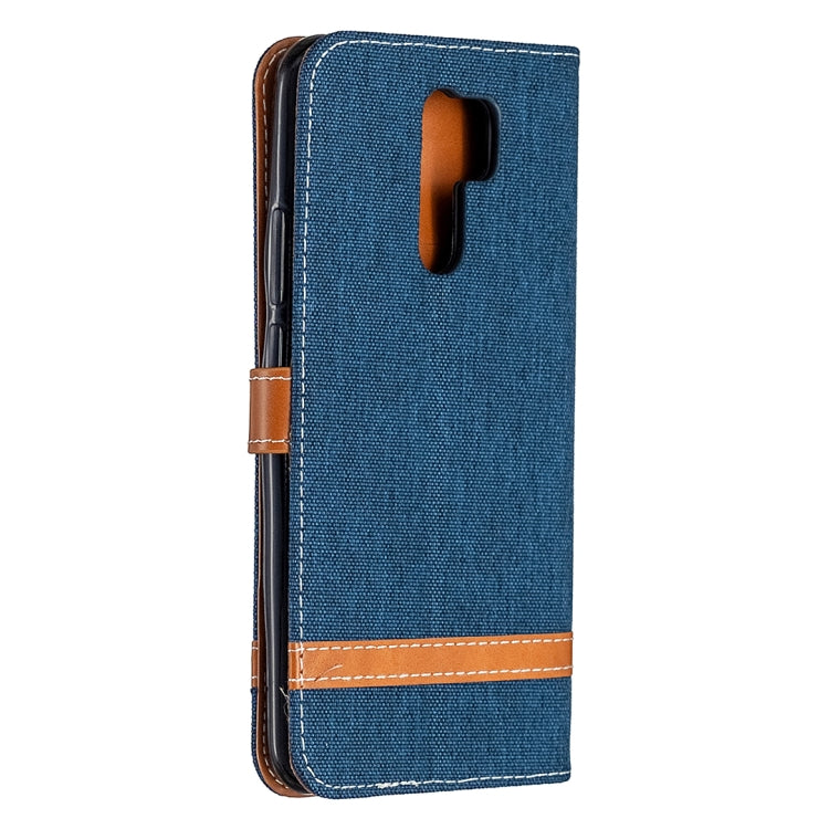 For Xiaomi Redmi 9 Color Matching Denim Texture Horizontal Flip Leather Case with Holder & Card Slots & Wallet & Lanyard