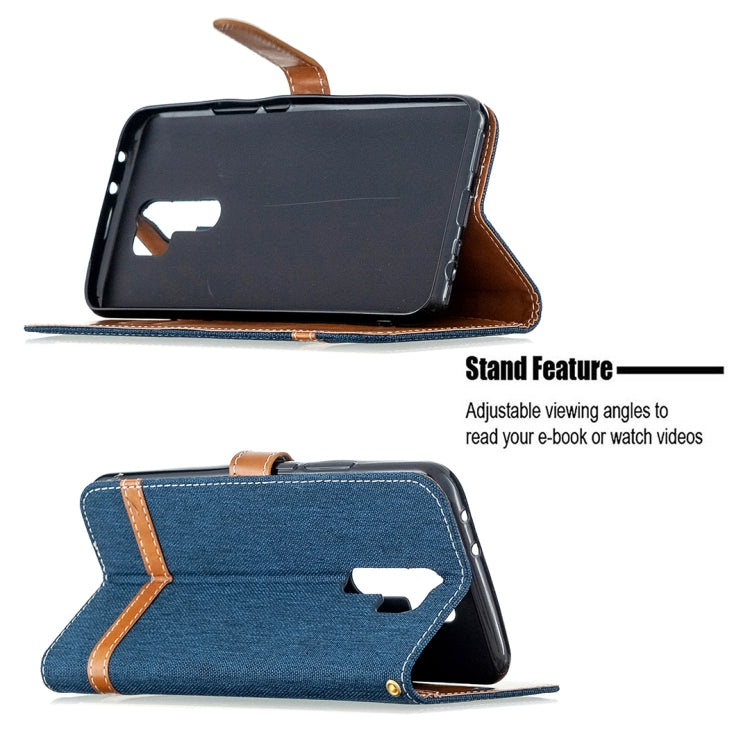 For Xiaomi Redmi 9 Color Matching Denim Texture Horizontal Flip Leather Case with Holder & Card Slots & Wallet & Lanyard