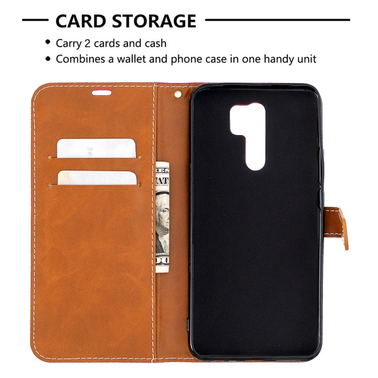 For Xiaomi Redmi 9 Color Matching Denim Texture Horizontal Flip Leather Case with Holder & Card Slots & Wallet & Lanyard