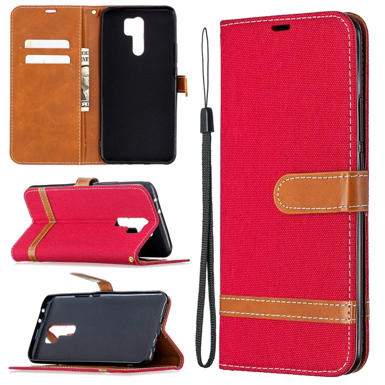 For Xiaomi Redmi 9 Color Matching Denim Texture Horizontal Flip Leather Case with Holder & Card Slots & Wallet & Lanyard