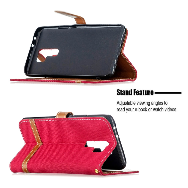 For Xiaomi Redmi 9 Color Matching Denim Texture Horizontal Flip Leather Case with Holder & Card Slots & Wallet & Lanyard