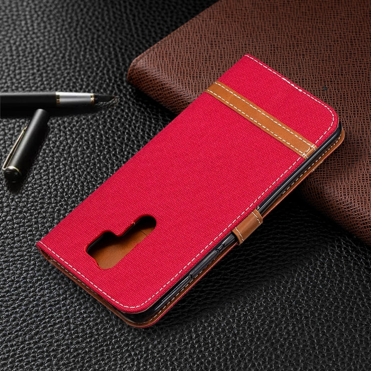 For Xiaomi Redmi 9 Color Matching Denim Texture Horizontal Flip Leather Case with Holder & Card Slots & Wallet & Lanyard