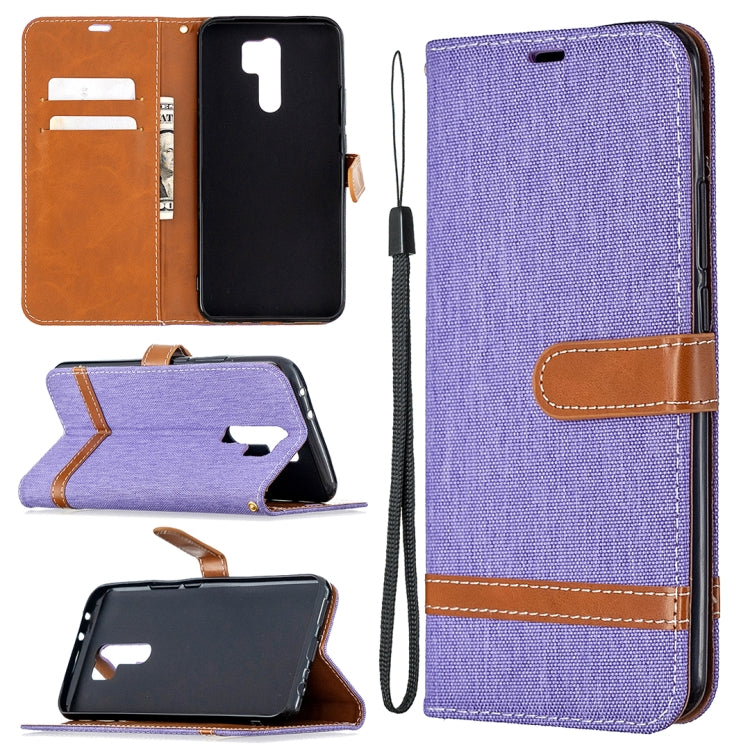For Xiaomi Redmi 9 Color Matching Denim Texture Horizontal Flip Leather Case with Holder & Card Slots & Wallet & Lanyard