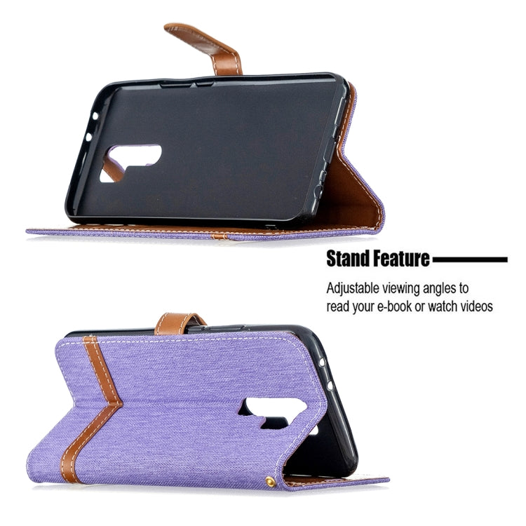 For Xiaomi Redmi 9 Color Matching Denim Texture Horizontal Flip Leather Case with Holder & Card Slots & Wallet & Lanyard