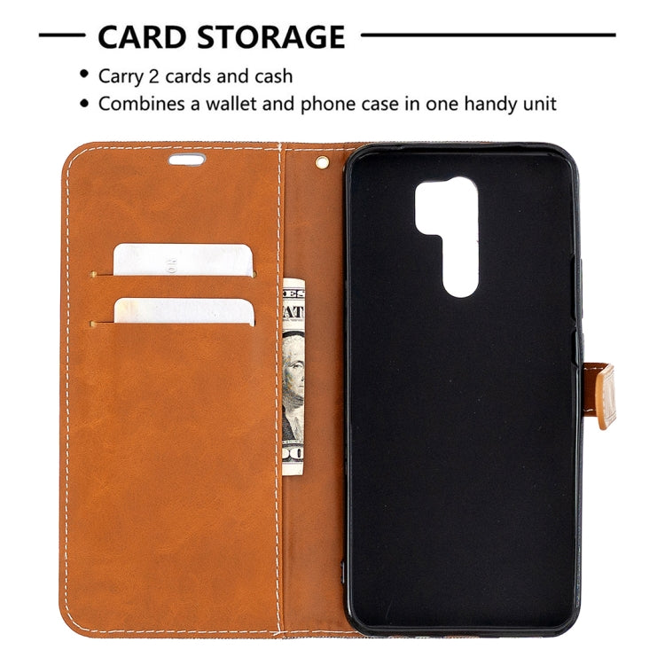 For Xiaomi Redmi 9 Color Matching Denim Texture Horizontal Flip Leather Case with Holder & Card Slots & Wallet & Lanyard
