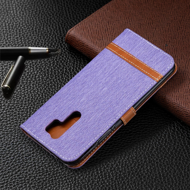 For Xiaomi Redmi 9 Color Matching Denim Texture Horizontal Flip Leather Case with Holder & Card Slots & Wallet & Lanyard