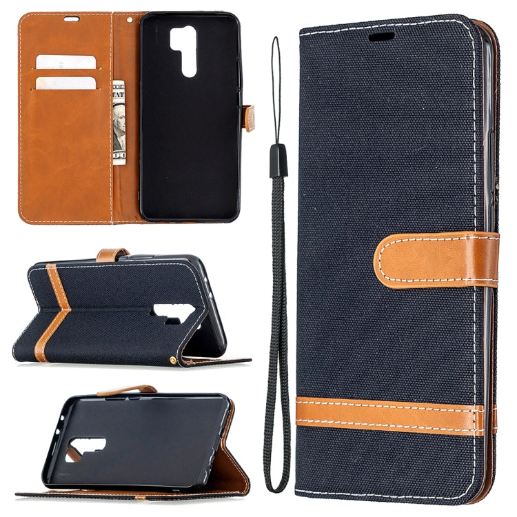 For Xiaomi Redmi 9 Color Matching Denim Texture Horizontal Flip Leather Case with Holder & Card Slots & Wallet & Lanyard