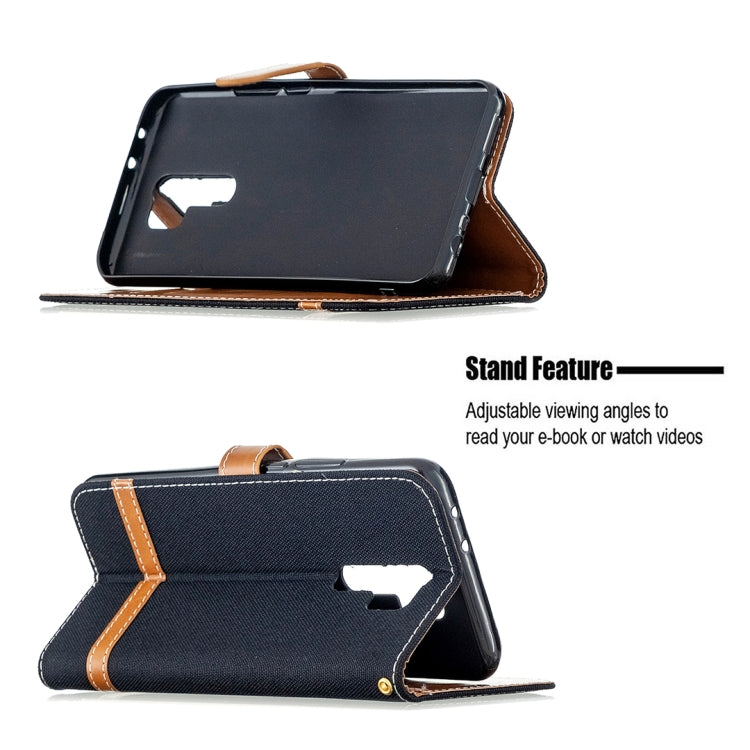 For Xiaomi Redmi 9 Color Matching Denim Texture Horizontal Flip Leather Case with Holder & Card Slots & Wallet & Lanyard