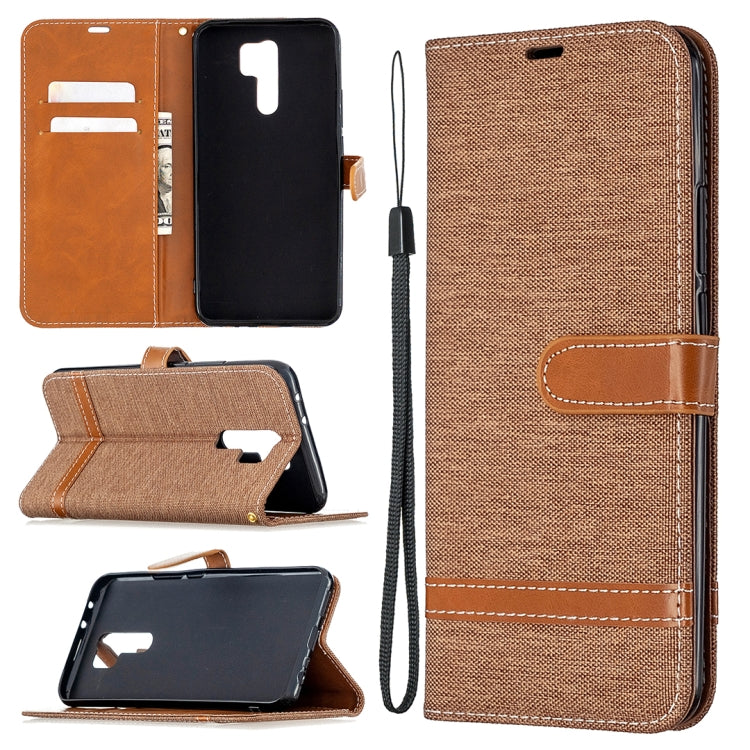 For Xiaomi Redmi 9 Color Matching Denim Texture Horizontal Flip Leather Case with Holder & Card Slots & Wallet & Lanyard