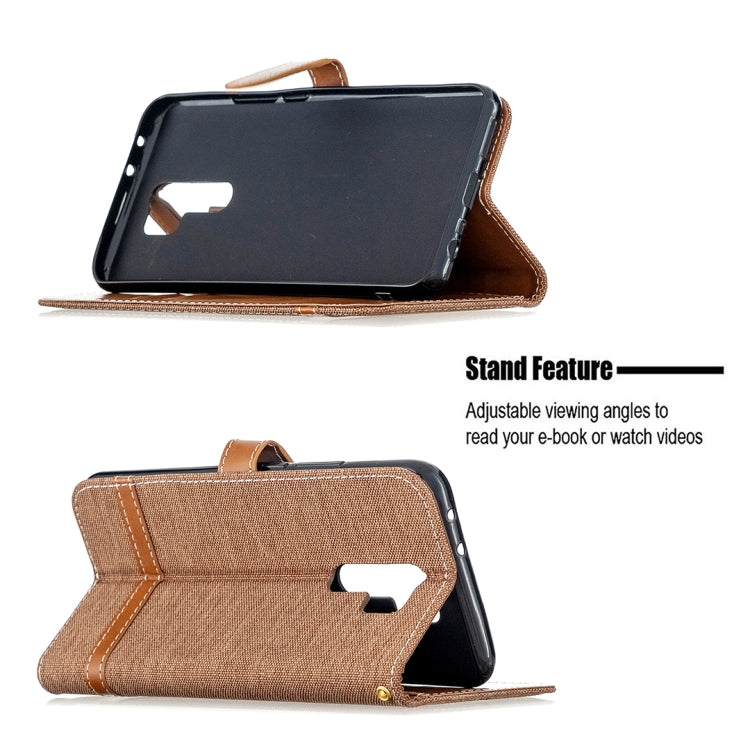 For Xiaomi Redmi 9 Color Matching Denim Texture Horizontal Flip Leather Case with Holder & Card Slots & Wallet & Lanyard