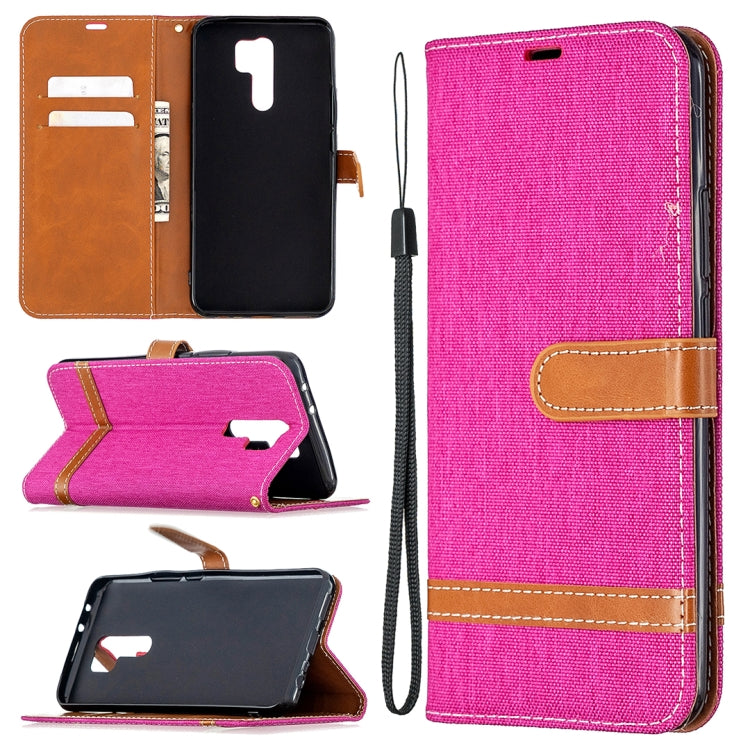 For Xiaomi Redmi 9 Color Matching Denim Texture Horizontal Flip Leather Case with Holder & Card Slots & Wallet & Lanyard