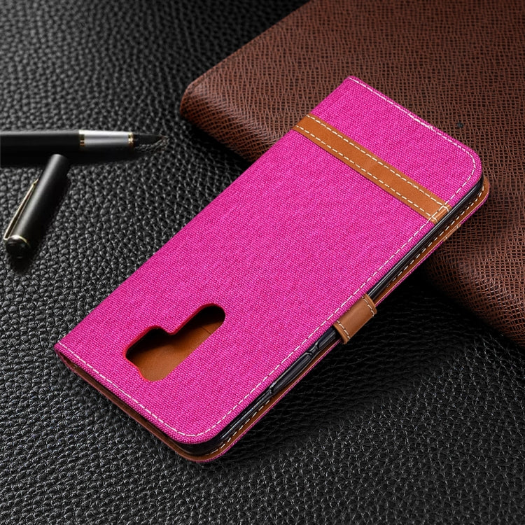 For Xiaomi Redmi 9 Color Matching Denim Texture Horizontal Flip Leather Case with Holder & Card Slots & Wallet & Lanyard