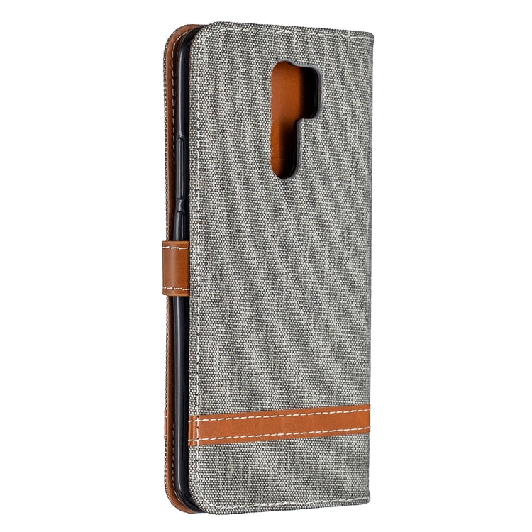 For Xiaomi Redmi 9 Color Matching Denim Texture Horizontal Flip Leather Case with Holder & Card Slots & Wallet & Lanyard