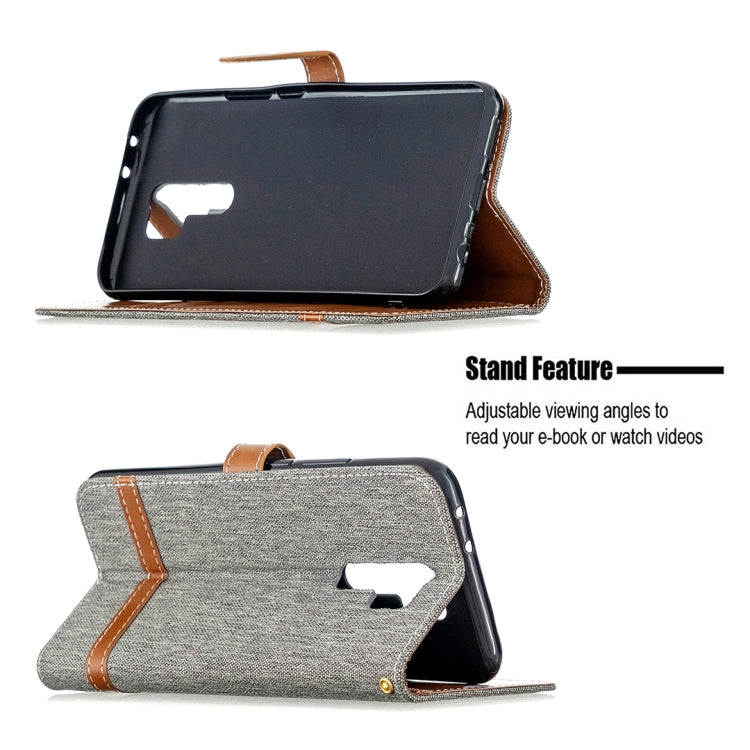 For Xiaomi Redmi 9 Color Matching Denim Texture Horizontal Flip Leather Case with Holder & Card Slots & Wallet & Lanyard