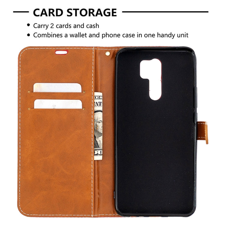 For Xiaomi Redmi 9 Color Matching Denim Texture Horizontal Flip Leather Case with Holder & Card Slots & Wallet & Lanyard
