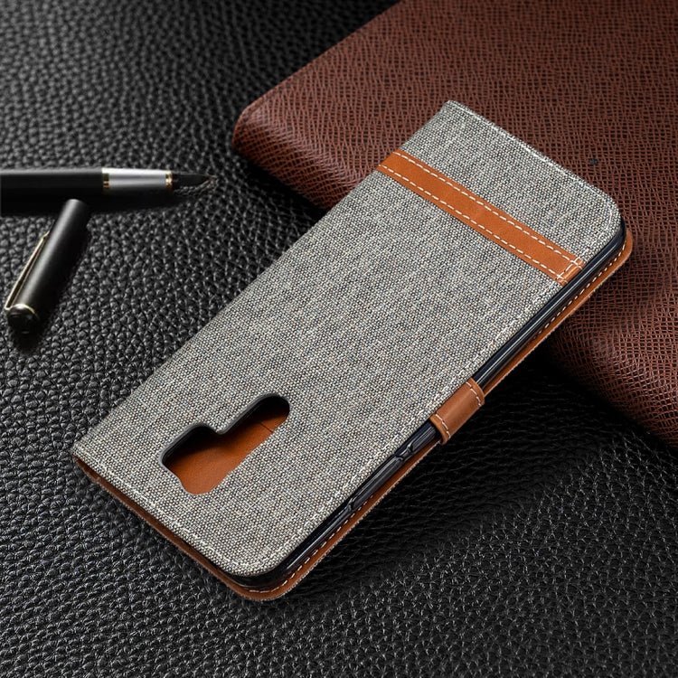 For Xiaomi Redmi 9 Color Matching Denim Texture Horizontal Flip Leather Case with Holder & Card Slots & Wallet & Lanyard