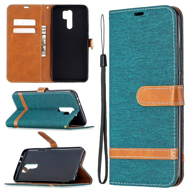 For Xiaomi Redmi 9 Color Matching Denim Texture Horizontal Flip Leather Case with Holder & Card Slots & Wallet & Lanyard