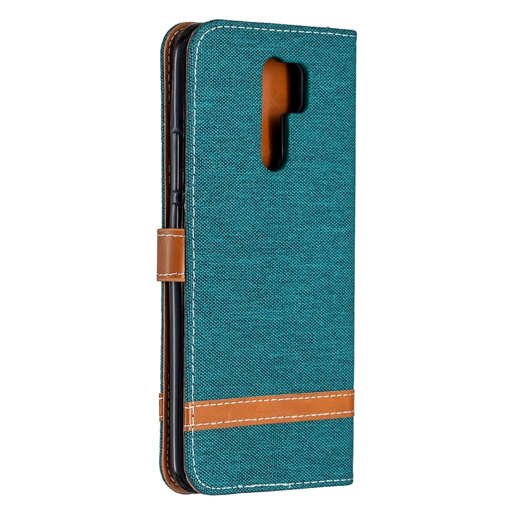 For Xiaomi Redmi 9 Color Matching Denim Texture Horizontal Flip Leather Case with Holder & Card Slots & Wallet & Lanyard