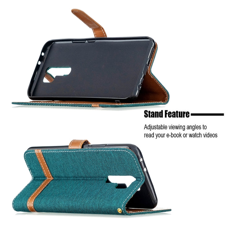 For Xiaomi Redmi 9 Color Matching Denim Texture Horizontal Flip Leather Case with Holder & Card Slots & Wallet & Lanyard