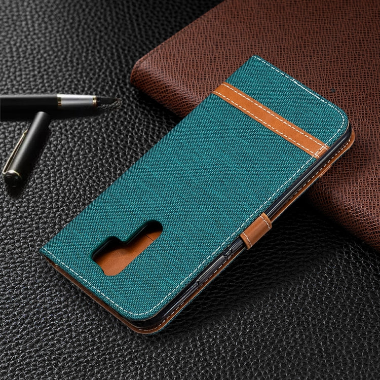 For Xiaomi Redmi 9 Color Matching Denim Texture Horizontal Flip Leather Case with Holder & Card Slots & Wallet & Lanyard