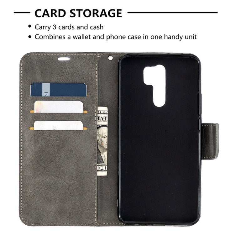 For Xiaomi Redmi 9 Retro Lambskin Texture Pure Color Horizontal Flip PU Leather Case with Holder & Card Slots & Wallet & Lanyard