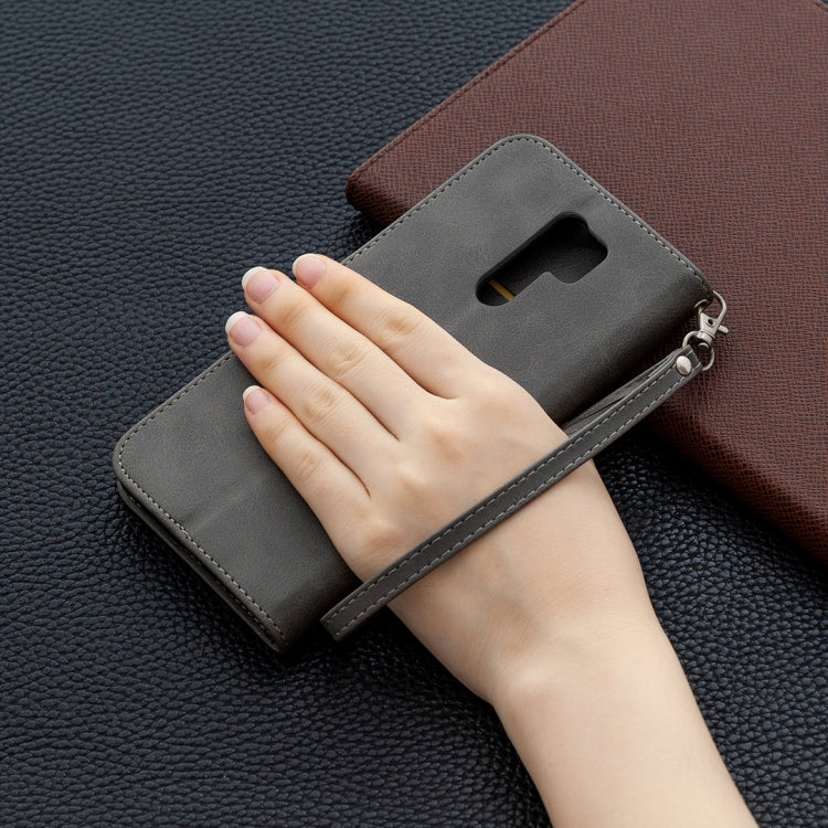 For Xiaomi Redmi 9 Retro Lambskin Texture Pure Color Horizontal Flip PU Leather Case with Holder & Card Slots & Wallet & Lanyard