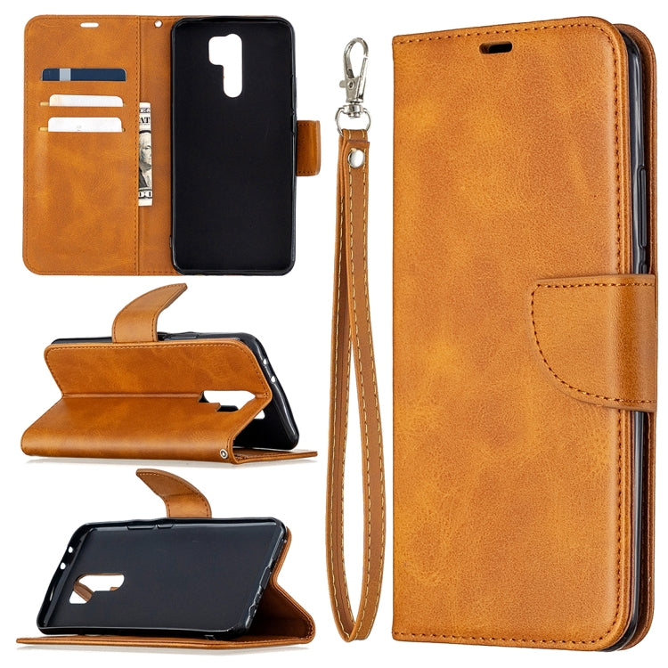 For Xiaomi Redmi 9 Retro Lambskin Texture Pure Color Horizontal Flip PU Leather Case with Holder & Card Slots & Wallet & Lanyard