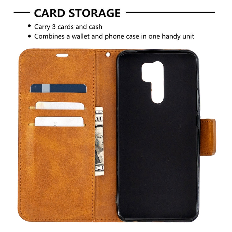 For Xiaomi Redmi 9 Retro Lambskin Texture Pure Color Horizontal Flip PU Leather Case with Holder & Card Slots & Wallet & Lanyard