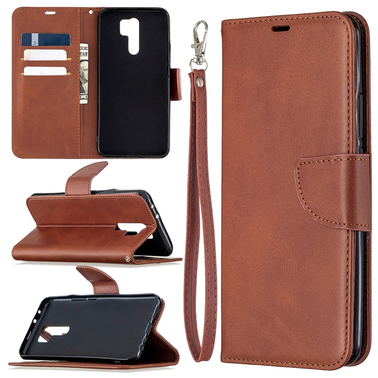 For Xiaomi Redmi 9 Retro Lambskin Texture Pure Color Horizontal Flip PU Leather Case with Holder & Card Slots & Wallet & Lanyard