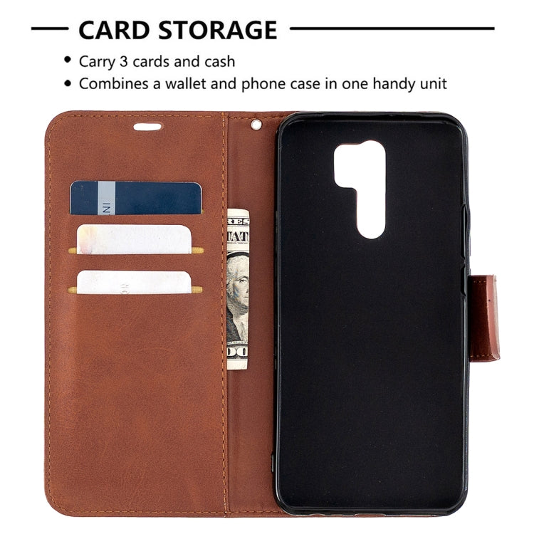 For Xiaomi Redmi 9 Retro Lambskin Texture Pure Color Horizontal Flip PU Leather Case with Holder & Card Slots & Wallet & Lanyard