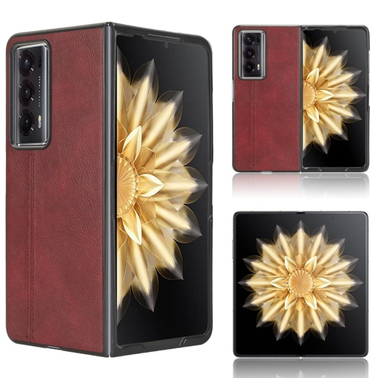 For Honor Magic V2 Cow Pattern Sewing Back Cover Phone Case