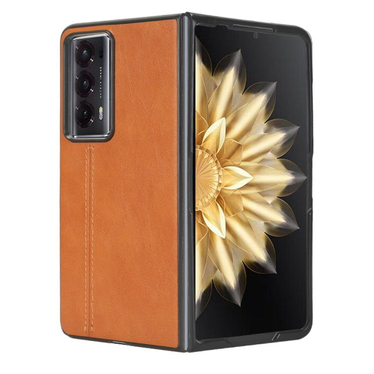 For Honor Magic V2 Cow Pattern Sewing Back Cover Phone Case